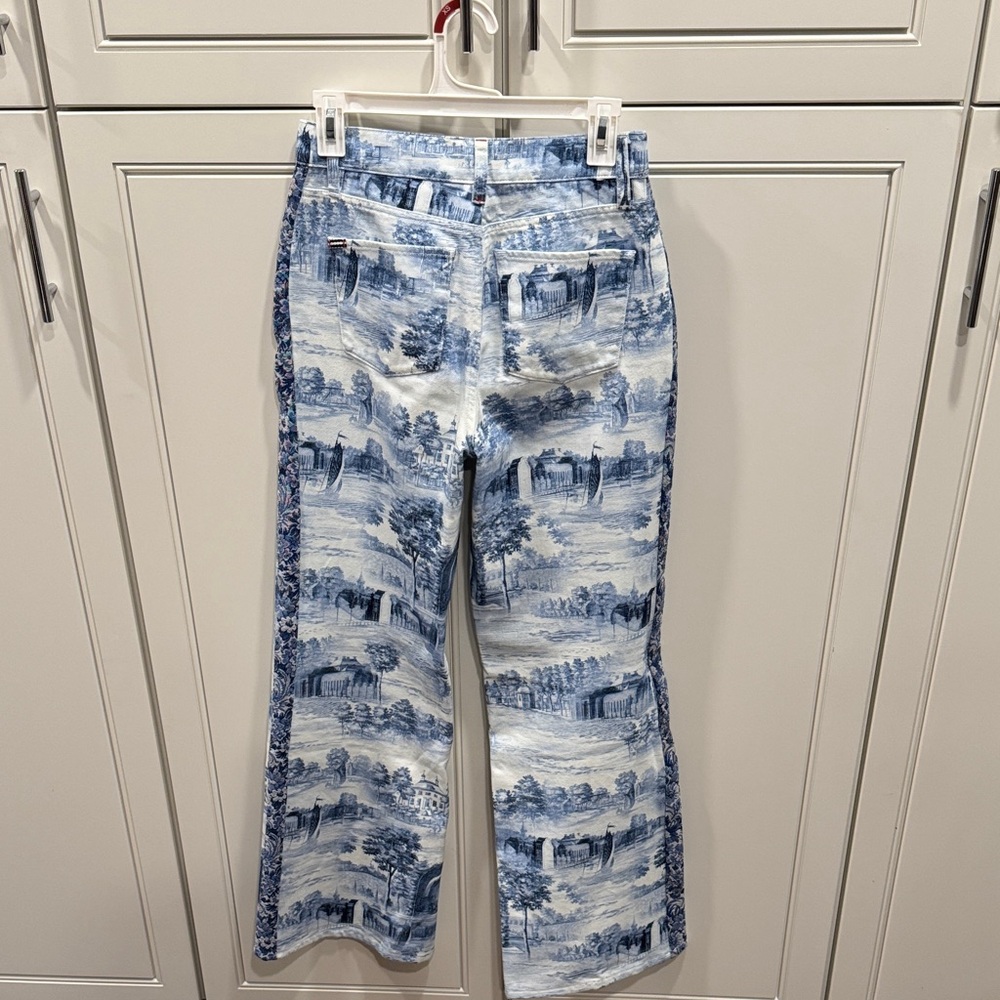 Alice and Olivia Blue Scenic Print Wide-Leg Women’s Jeans - Picture 3 of 8